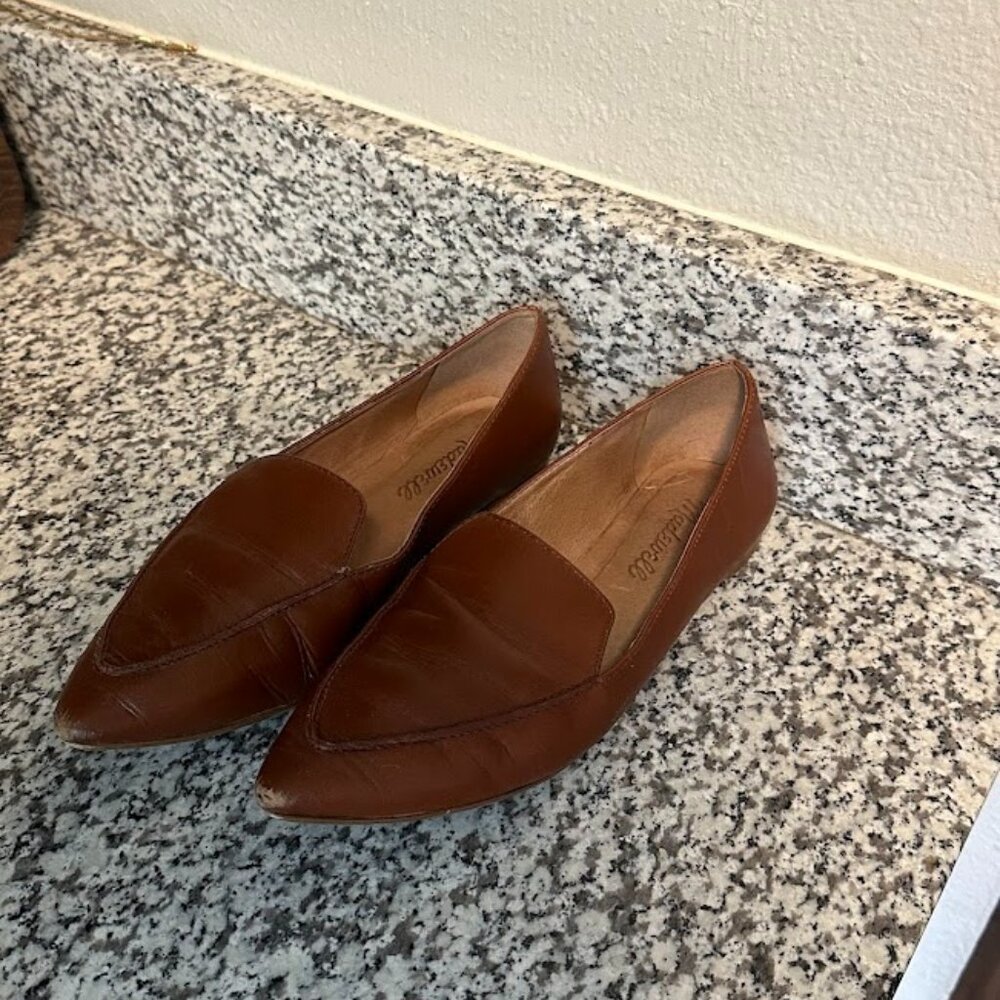 Madewell Brown Leather Pointed Toe Loafers Women’s Size 8